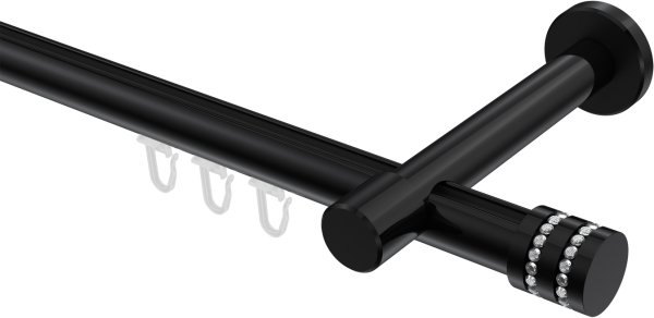 Innenlauf Gardinenstange Aluminium / Metall 20 mm Ø PRESTIGE - Estana Schwarz