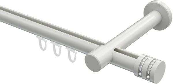 Innenlauf Gardinenstange Aluminium / Metall 20 mm Ø PRESTIGE - Estana Weiß 100 cm