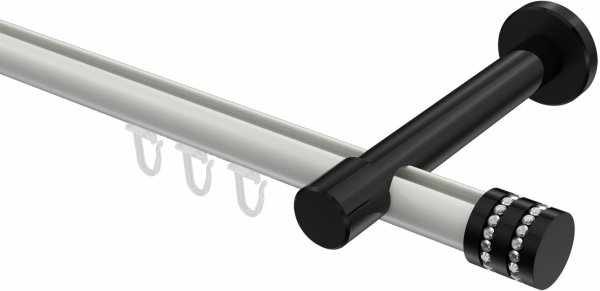 Innenlauf Gardinenstange Aluminium / Metall 20 mm Ø PRESTIGE - Estana Weiß / Schwarz 100 cm