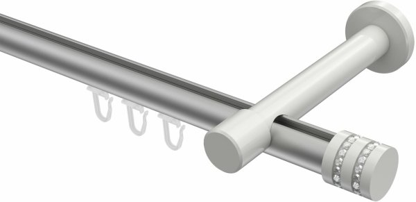 Innenlauf Gardinenstange Aluminium / Metall 20 mm Ø PRESTIGE - Estana Silbergrau / Weiß 100 cm