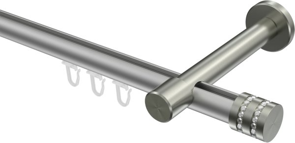 Innenlauf Gardinenstange Aluminium / Metall 20 mm Ø PRESTIGE - Estana Silbergrau / Edelstahl-Optik 100 cm