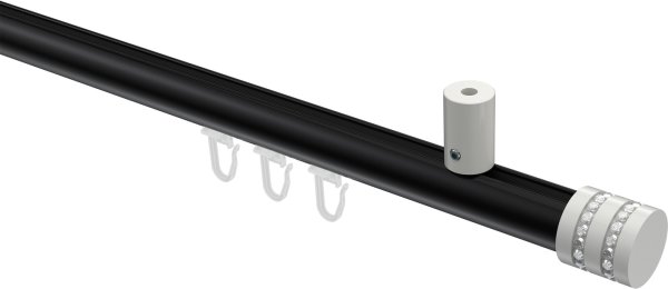 Innenlauf Gardinenstange Aluminium / Metall 20 mm Ø SONIUS - Estana Schwarz / Weiß 100 cm