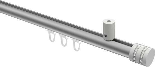 Innenlauf Gardinenstange Aluminium / Metall 20 mm Ø SONIUS - Estana Silbergrau / Weiß 100 cm
