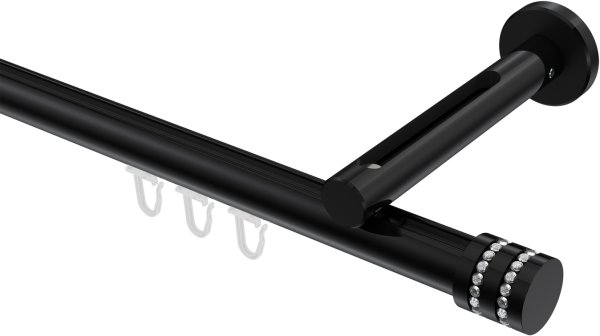 Innenlauf Gardinenstange Aluminium / Metall 20 mm Ø SITENO - Estana Schwarz 100 cm
