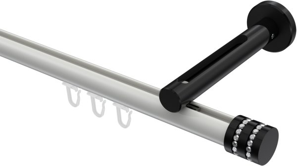 Innenlauf Gardinenstange Aluminium / Metall 20 mm Ø SITENO - Estana Weiß / Schwarz 100 cm