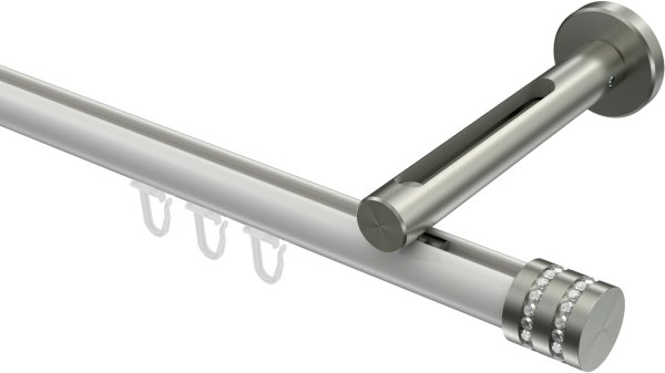 Innenlauf Gardinenstange Aluminium / Metall 20 mm Ø SITENO - Estana Weiß / Edelstahl-Optik 100 cm