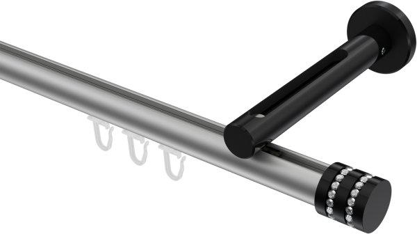 Innenlauf Gardinenstange Aluminium / Metall 20 mm Ø SITENO - Estana Silbergrau / Schwarz 100 cm