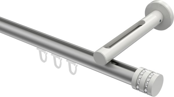 Innenlauf Gardinenstange Aluminium / Metall 20 mm Ø SITENO - Estana Silbergrau / Weiß 100 cm