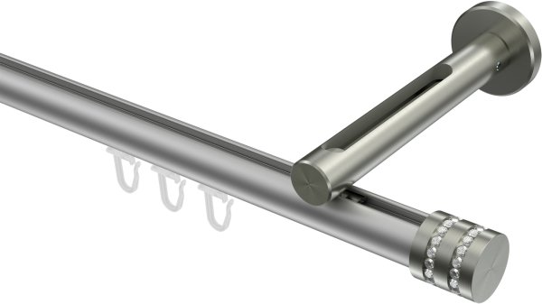 Innenlauf Gardinenstange Aluminium / Metall 20 mm Ø SITENO - Estana Silbergrau / Edelstahl-Optik 100 cm