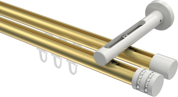 Innenlauf Gardinenstange Aluminium / Metall 20 mm Ø 2-läufig SITENO - Estana Messing-Optik / Weiß 100 cm