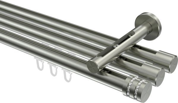 Innenlauf Gardinenstange Edelstahl-Optik 20 mm Ø 3-läufig SITENO - Estana 100 cm