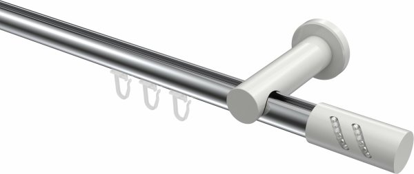 Innenlauf Gardinenstange Aluminium / Metall 20 mm Ø PLATON - Zoena Chrom / Weiß 100 cm