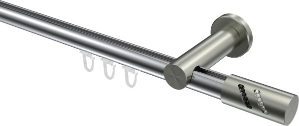 Innenlauf Gardinenstange Aluminium / Metall 20 mm Ø PLATON - Zoena Chrom / Edelstahl-Optik 100 cm