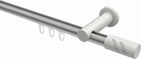 Innenlauf Gardinenstange Aluminium / Metall 20 mm Ø PLATON - Zoena Silbergrau / Weiß 100 cm