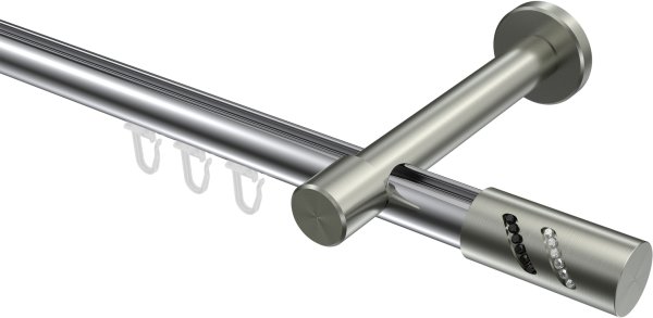 Innenlauf Gardinenstange Aluminium / Metall 20 mm Ø PRESTIGE - Zoena Chrom / Edelstahl-Optik 100 cm