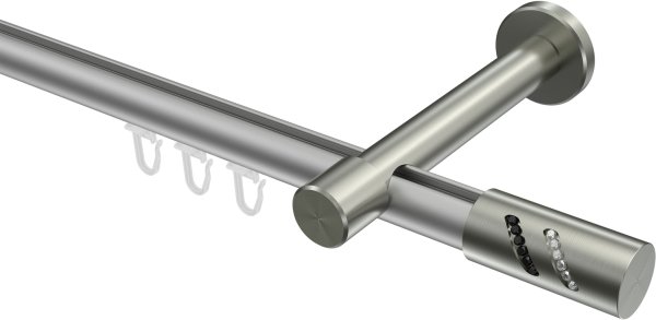 Innenlauf Gardinenstange Aluminium / Metall 20 mm Ø PRESTIGE - Zoena Silbergrau / Edelstahl-Optik 100 cm