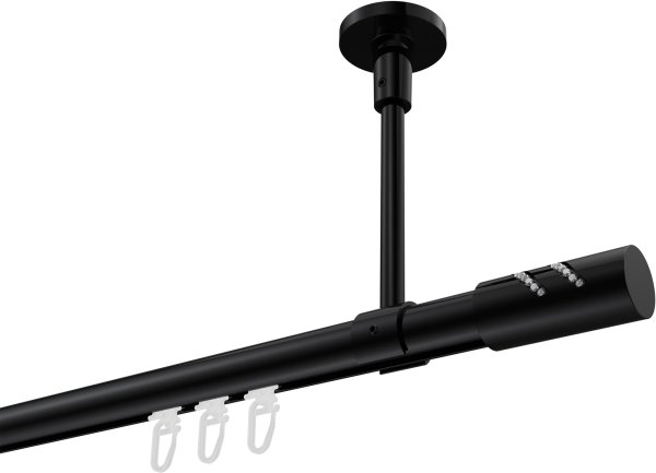 Innenlauf Gardinenstange Aluminium / Metall 20 mm Ø SONETTE - Zoena Schwarz 100 cm