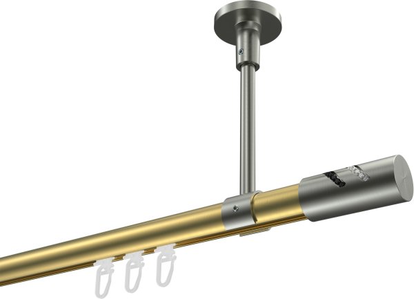 Innenlauf Gardinenstange Messing-Optik / Edelstahl-Optik 20 mm Ø SONETTE - Zoena