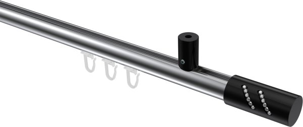 Innenlauf Gardinenstange Aluminium / Metall 20 mm Ø SONIUS - Zoena Chrom / Schwarz 100 cm