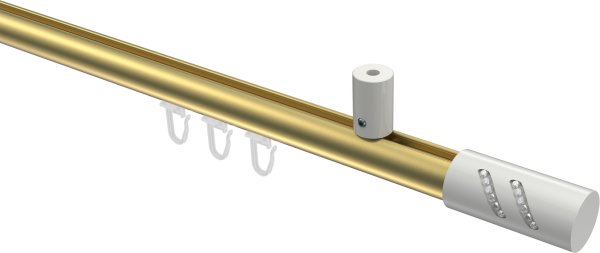 Innenlauf Gardinenstange Aluminium / Metall 20 mm Ø SONIUS - Zoena Messing-Optik / Weiß 100 cm