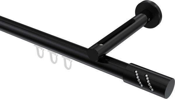 Innenlauf Gardinenstange Aluminium / Metall 20 mm Ø SITENO - Zoena Schwarz 100 cm