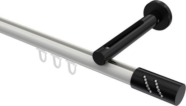 Innenlauf Gardinenstange Aluminium / Metall 20 mm Ø SITENO - Zoena Weiß / Schwarz 100 cm
