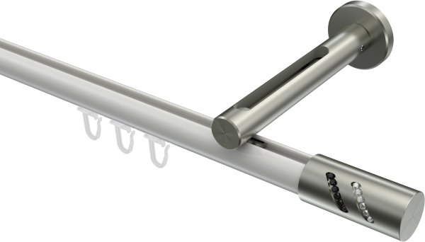 Innenlauf Gardinenstange Aluminium / Metall 20 mm Ø SITENO - Zoena Weiß / Edelstahl-Optik 100 cm