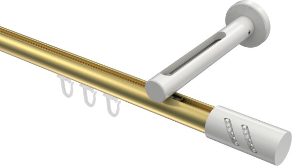 Innenlauf Gardinenstange Aluminium / Metall 20 mm Ø SITENO - Zoena Messing-Optik / Weiß 100 cm