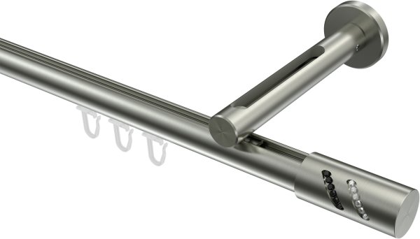 Innenlauf Gardinenstange Edelstahl-Optik 20 mm Ø SITENO - Zoena 100 cm
