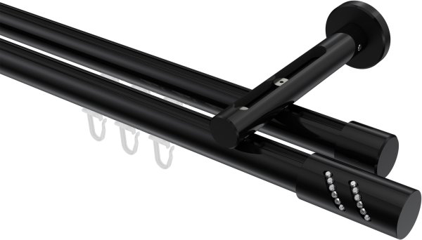Innenlauf Gardinenstange Aluminium / Metall 20 mm Ø 2-läufig SITENO - Zoena Schwarz 100 cm