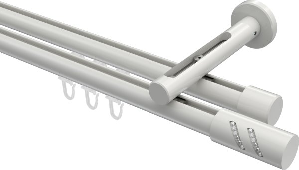 Innenlauf Gardinenstange Aluminium / Metall 20 mm Ø 2-läufig SITENO - Zoena Weiß 100 cm