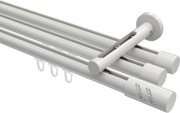 Innenlauf Gardinenstange Aluminium / Metall 20 mm Ø 3-läufig SITENO - Zoena Weiß 100 cm