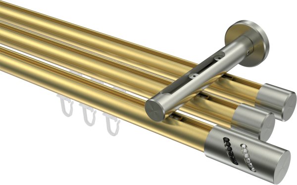 Innenlauf Gardinenstange Messing-Optik / Edelstahl-Optik 20 mm Ø 3-läufig SITENO - Zoena