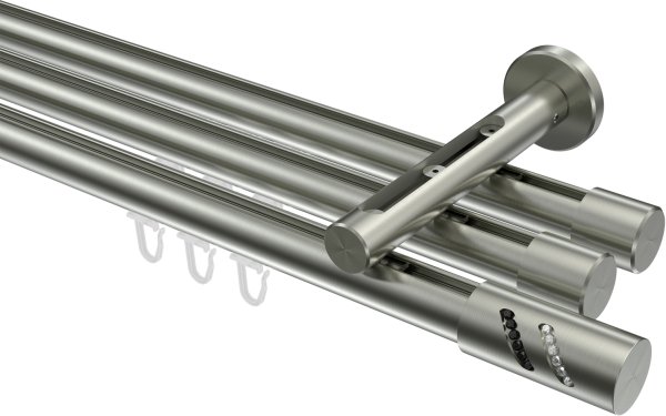 Innenlauf Gardinenstange Edelstahl-Optik 20 mm Ø 3-läufig SITENO - Zoena 100 cm