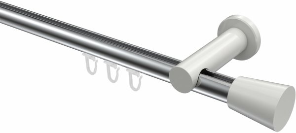 Innenlauf Gardinenstange Aluminium / Metall 20 mm Ø PLATON - Sitra Chrom / Weiß 100 cm