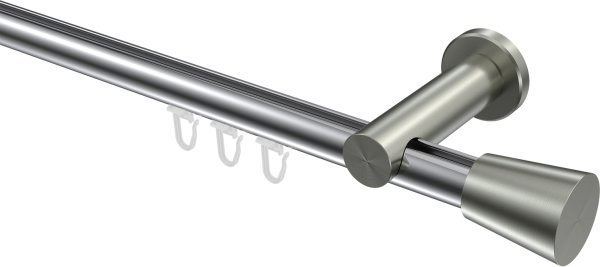 Innenlauf Gardinenstange Aluminium / Metall 20 mm Ø PLATON - Sitra Chrom / Edelstahl-Optik 100 cm