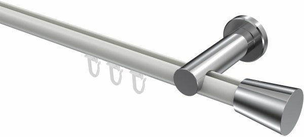 Innenlauf Gardinenstange Aluminium / Metall 20 mm Ø PLATON - Sitra Weiß / Chrom 100 cm