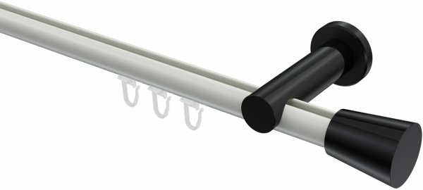 Innenlauf Gardinenstange Aluminium / Metall 20 mm Ø PLATON - Sitra Weiß / Schwarz 100 cm