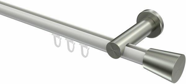 Innenlauf Gardinenstange Aluminium / Metall 20 mm Ø PLATON - Sitra Weiß / Edelstahl-Optik 100 cm
