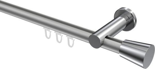 Innenlauf Gardinenstange Aluminium / Metall 20 mm Ø PLATON - Sitra Silbergrau / Chrom 100 cm