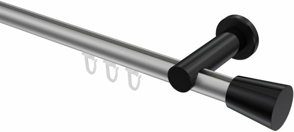 Innenlauf Gardinenstange Aluminium / Metall 20 mm Ø PLATON - Sitra Silbergrau / Schwarz 100 cm