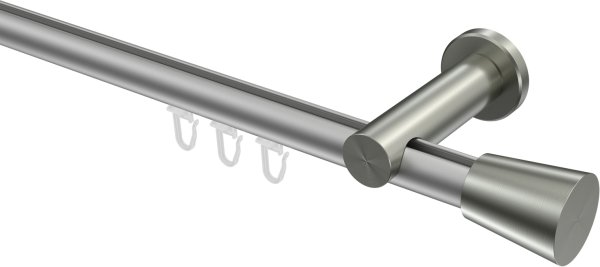 Innenlauf Gardinenstange Aluminium / Metall 20 mm Ø PLATON - Sitra Silbergrau / Edelstahl-Optik 100 cm
