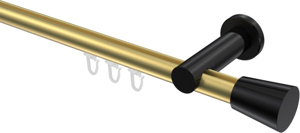 Innenlauf Gardinenstange Aluminium / Metall 20 mm Ø PLATON - Sitra Messing-Optik / Schwarz 100 cm