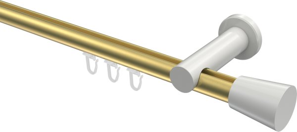 Innenlauf Gardinenstange Aluminium / Metall 20 mm Ø PLATON - Sitra Messing-Optik / Weiß 100 cm