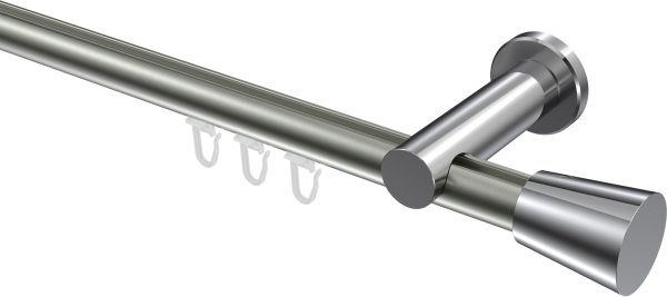 Innenlauf Gardinenstange Aluminium / Metall 20 mm Ø PLATON - Sitra Edelstahl-Optik / Chrom 100 cm