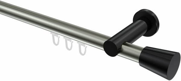 Innenlauf Gardinenstange Aluminium / Metall 20 mm Ø PLATON - Sitra Edelstahl-Optik / Schwarz 100 cm