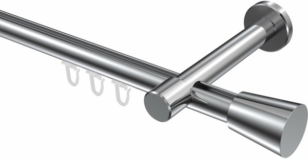 Innenlauf Gardinenstange Aluminium / Metall 20 mm Ø PRESTIGE - Sitra Chrom 100 cm