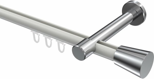 Innenlauf Gardinenstange Aluminium / Metall 20 mm Ø PRESTIGE - Sitra Weiß / Chrom 100 cm