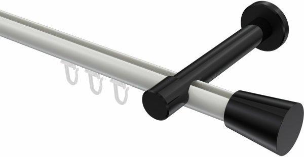 Innenlauf Gardinenstange Aluminium / Metall 20 mm Ø PRESTIGE - Sitra Weiß / Schwarz 100 cm