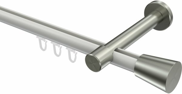Innenlauf Gardinenstange Aluminium / Metall 20 mm Ø PRESTIGE - Sitra Weiß / Edelstahl-Optik 100 cm